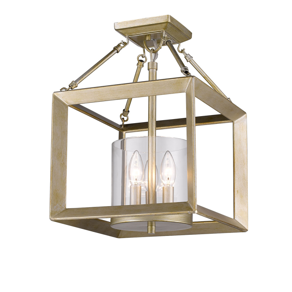 Golden Lighting Smyth 3-light Semi-Flush Mount in White Gold